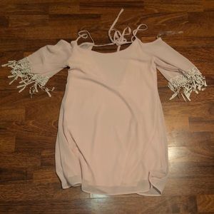 Pale pink cold shoulder dress